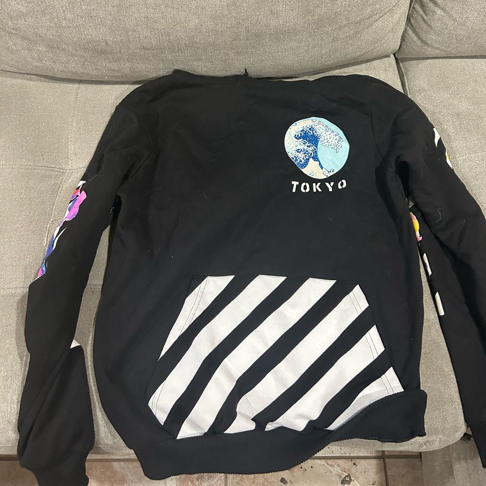 Large Black Tokyo Design Hoodie